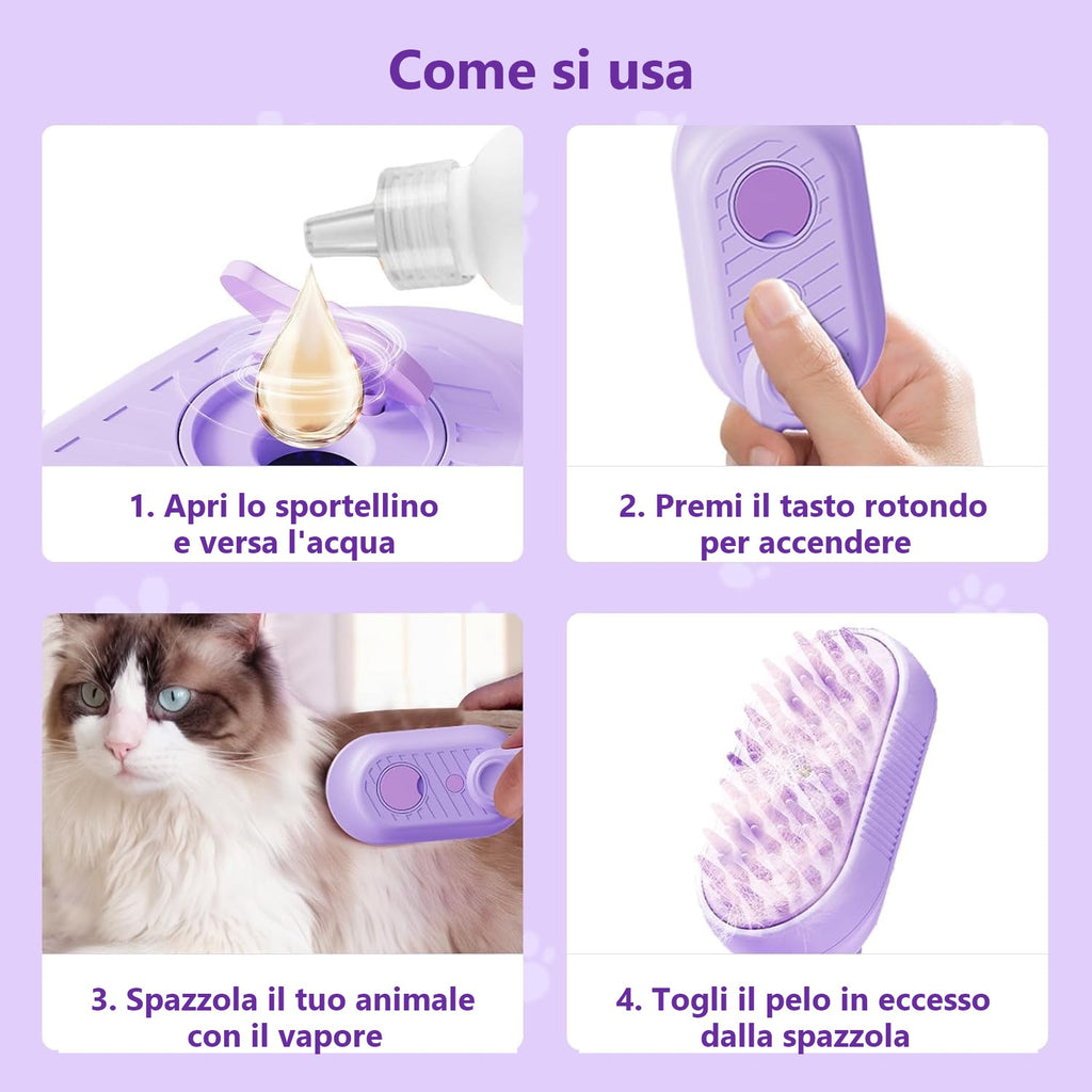 Spazzola a Vapore Multifunzione per Animali Domestici